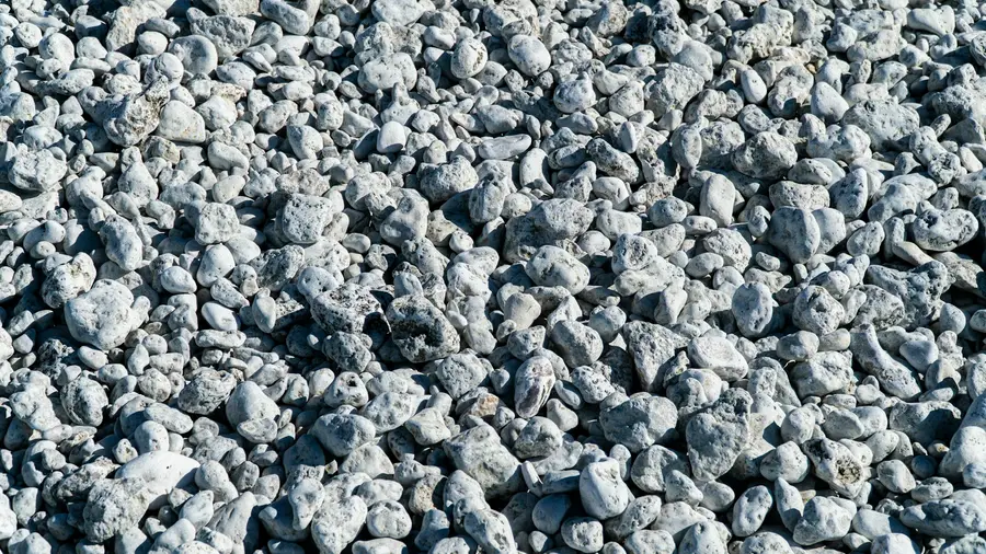 Pile of blue-grey washed crushed stone
